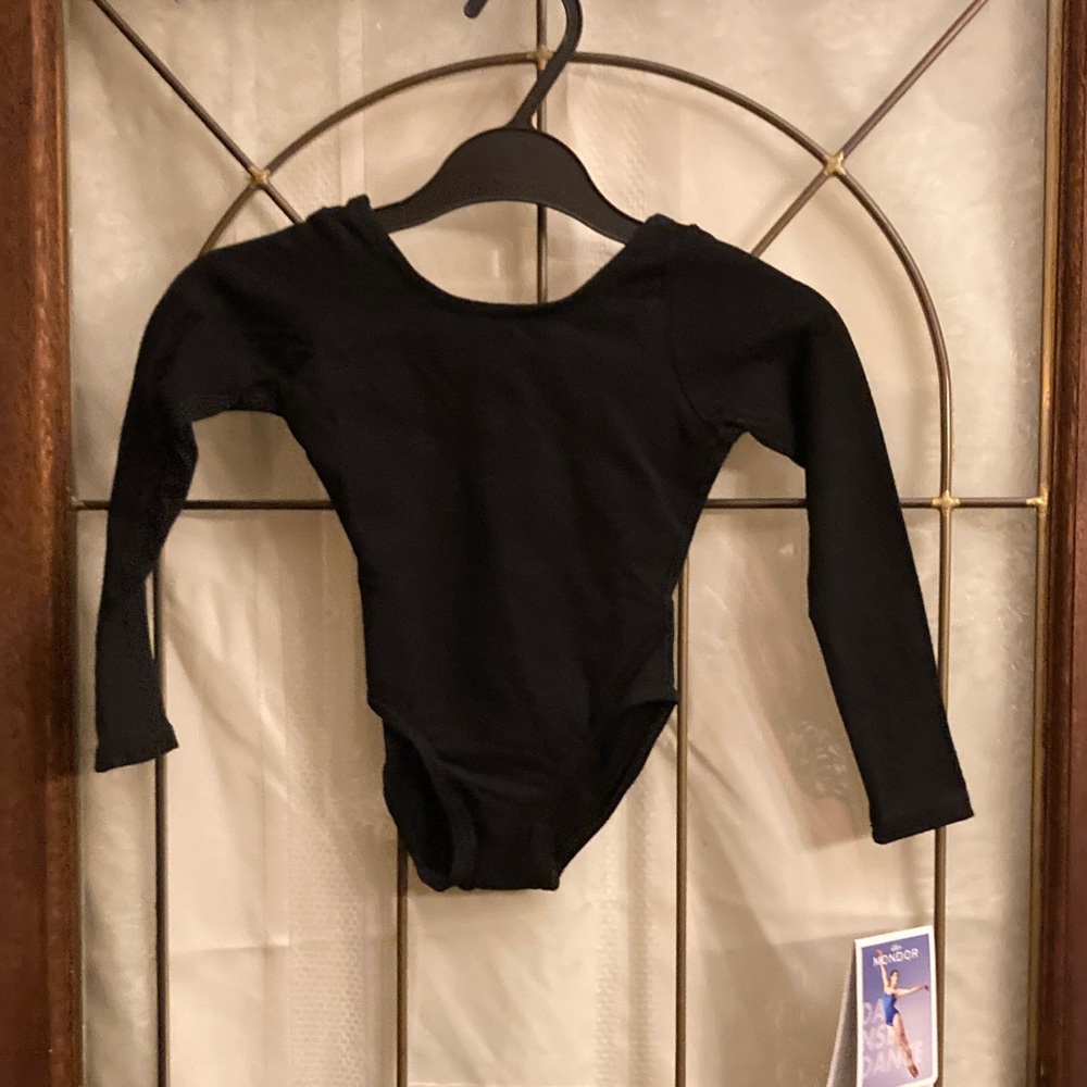 Classic Black Long Sleeve Kids Cotton Leotard